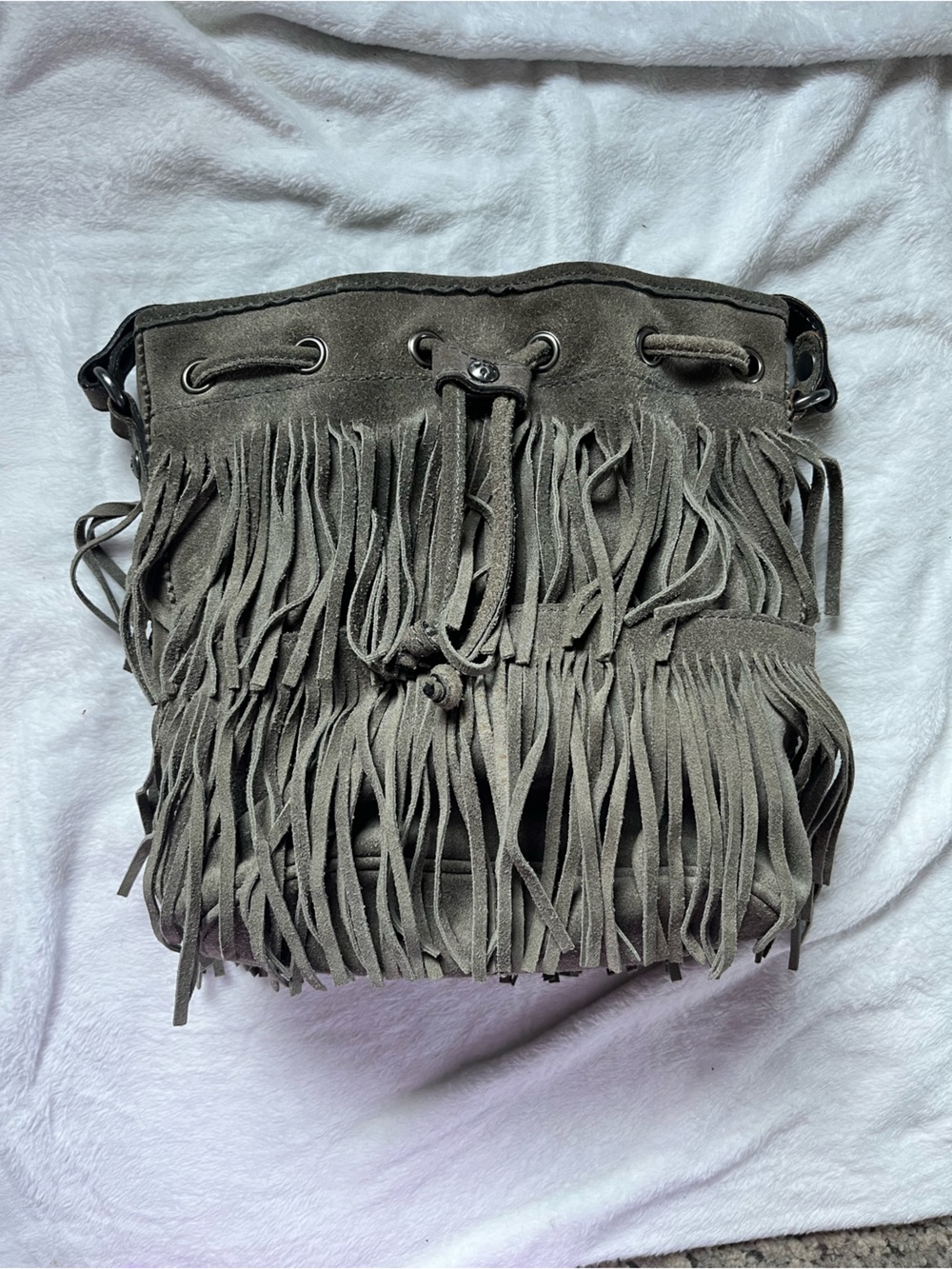 Patricia Nash Olive Suede Fringe Crossbody - Picture 4 of 6